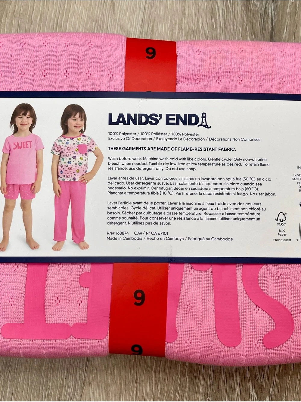 Lands’ End Kids’ 4-Piece Sleep Set (size 6 / pink)